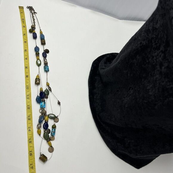 Chico's Necklace Earth Tones Tribal Glass Bead Boho  Layers Long Line Adjustable - Picture 5 of 7